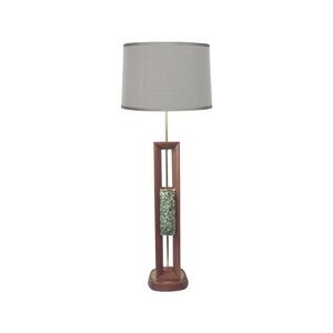 Mid-Century Walnut Lamp Architectural Modernist Mosaic Shell Inlay